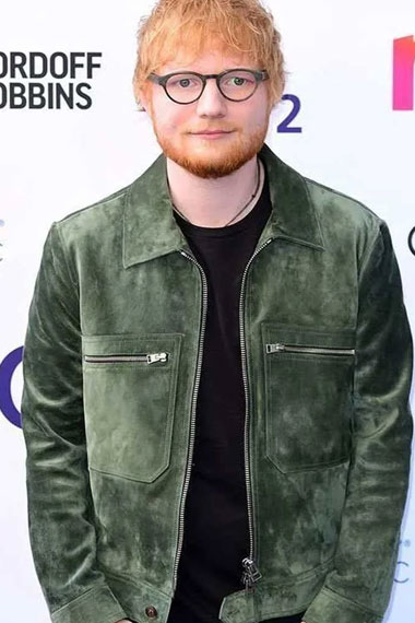 Silver Clef Awards Ed Sheeran Green Suede Leather Jacket