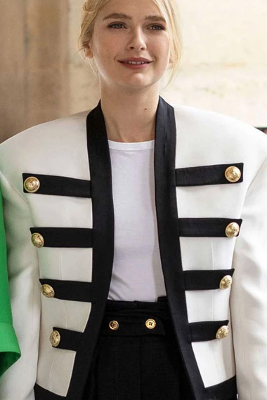 Camille Emily in Paris Camille Razat White Military Jacket