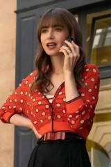 Lily Collins Emily In Paris Emily Cooper Red Cropped Jacket