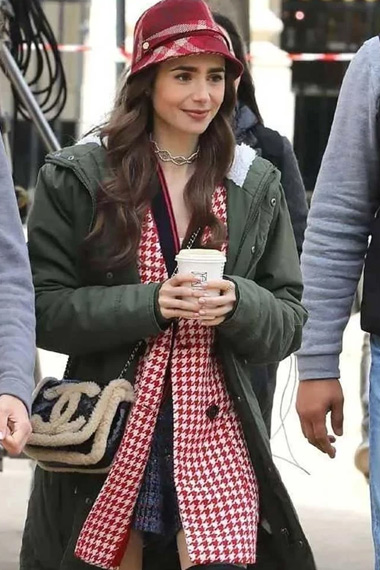 Emily Cooper Lily Collins Emily In Paris Green Hooded Coat