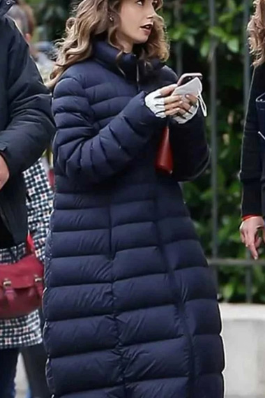 Lily Collins Emily Cooper Emily In Paris Quilted Puffer Coat