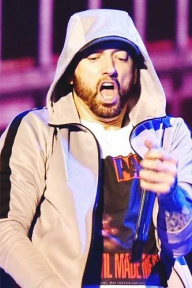 Marshall Mathers Eminem Kamikaze Bomber White Fleece Hoodie