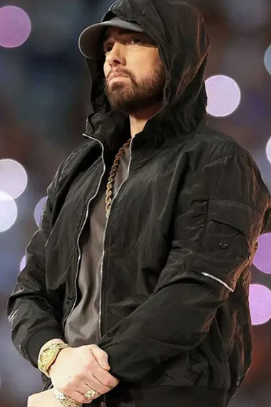 Eminem Super Bowl Pepsi Marshall Mathers Black Bomber Hoodie