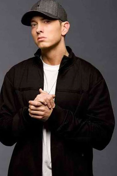 Mens Eminem Marshall Mathers Casual Bomber Black Cotton Jacket
