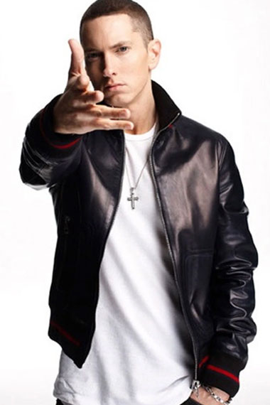 Marshall Mathers Eminem Not Afraid Bomber Black Leather Jacket