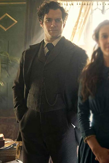 Henry Cavill Enola Holmes Sherlock Holmes Grey Tuxedo Blazer