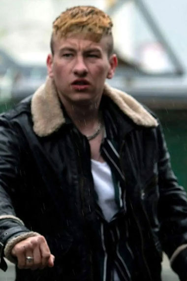 Barry Keoghan Eternals Druig Bomber Black Leather Fur Jacket