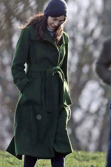 Sersi Eternals Movie Gemma Chan Green Wool Long Trench Coat