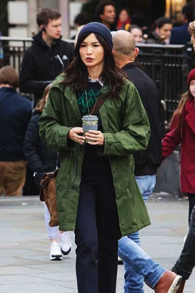 Eternals Movie Gemma Chan Sersi Green Cotton Trench Coat