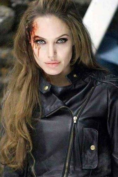 Thena Angelina Jolie Eternals Movie Biker Black Leather Jacket