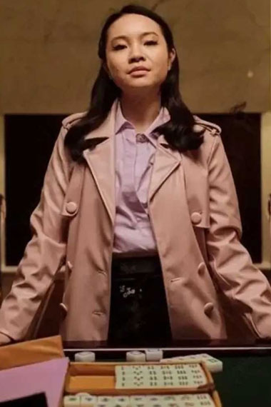 Rebecca Li Jennifer Tong Fakes Pink Leather Trench Coat