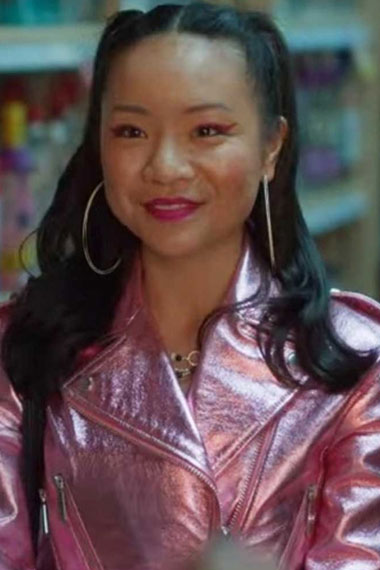 Rebecca Li Jennifer Tong Fakes Glossy Pink Leather Jacket
