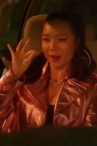 Rebecca Li Jennifer Tong Fakes Glossy Pink Leather Jacket