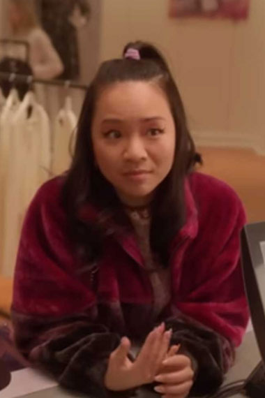 Fakes TV Series Jennifer Tong Rebecca Li Maroon Fur Jacket