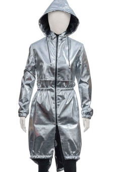 April Dibrina Sofia Carson Feel The Beat Silver Hooded Coat