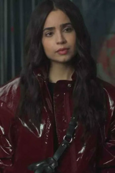 Sofia Carson April Dibrina Feel The Beat Maroon Leather Jacket