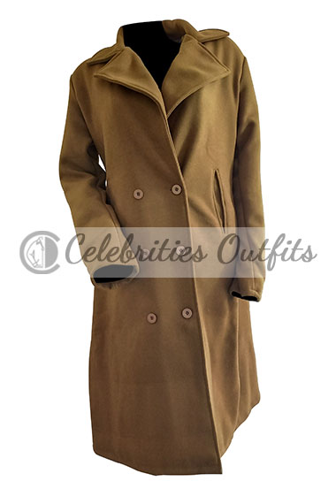 Blake Lively The Age of Adaline Womens Green Wool Trench Coat