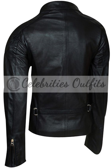 Wanted Fox Angelina Jolie Black Biker Leather Jacket