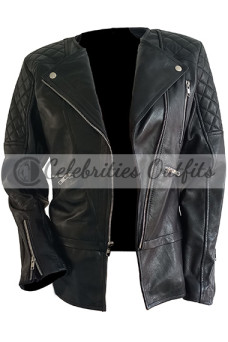 Kristen Stewart Quilted Black Biker Leather Jacket