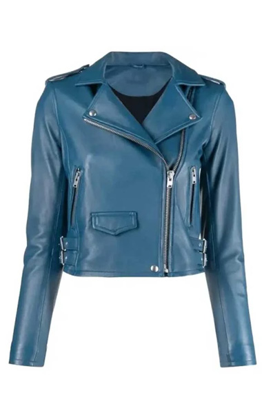 Katheryn Winnick Jenny Hoyt Big Sky Biker Blue Leather Jacket
