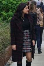 melonie-diaz-charmed-checked-trench-coat