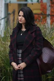 Mel Vera Charmed Melonie Diaz Checked Black Plaid Trench Coat