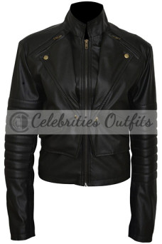 Lily Collins Mortal Instruments Black Leather Jacket