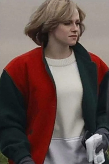 Spencer Kristen Stewart Diana Bomber Red and Black Wool Jacket