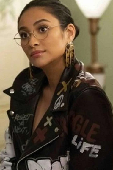 Stella Cole Dollface Shay Mitchell Black Biker Leather Jacket
