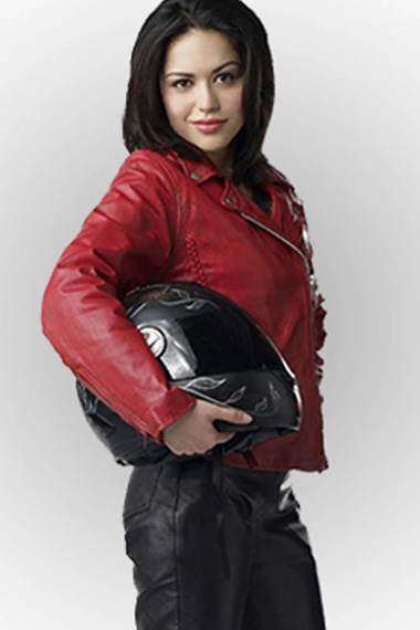 Alyssa Diaz Elena Validus Ben 10 Alien Swarm Red Biker Jacket