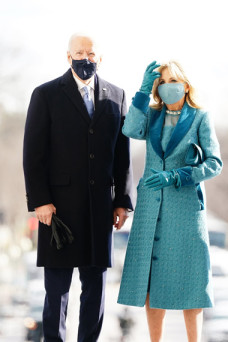 Jill Biden First Lady Of US Blue Womens Tweed Trench Coat