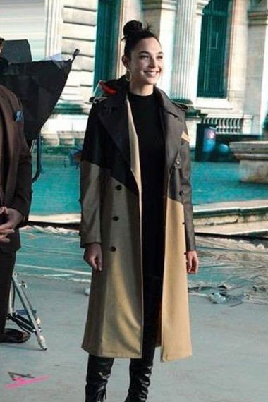 Red Notice Gal Gadot The Bishop Black Leather Long Trench Coat