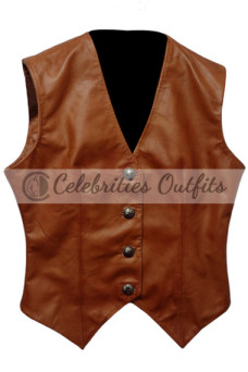Dukes of Hazzard Jessica Simpson Daisy Duke Brown Leather Vest