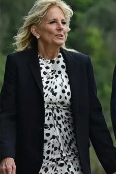 Jill Biden First Lady of US Black Womens Cotton Trench Jacket