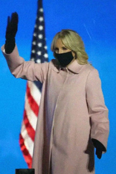 Jill Biden First Lady Of US Pink Womens Wool-Blend Coat