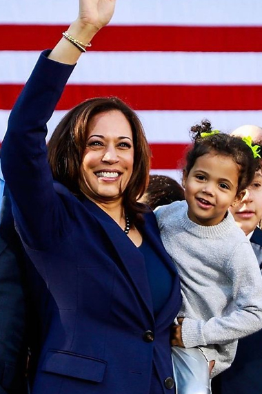 California Stepmom Stigma Rally Kamala Harris Blue Wool Coat