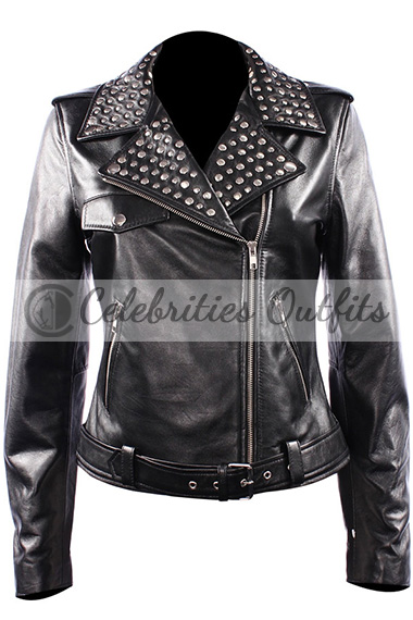 Keira Knightley Domino Harvey Black Studded Jacket