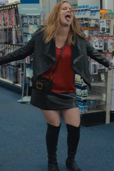 Amy Schumer Life And Beth TV Series Black Leather Drape Jacket