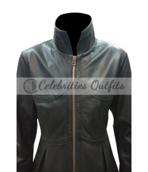 Trinity Matrix Reloaded Black Trench Leather Coat Costume