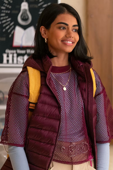 Megan Suri Never Have I Ever Aneesa Qureshi Puffer Vest