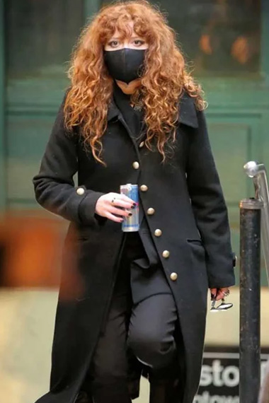 Nadia Vulvokov Natasha Lyonne Russian Doll Black Cotton Coat