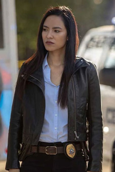 Jessica Matten Tribal Sam Woodburn Biker Black Leather Jacket