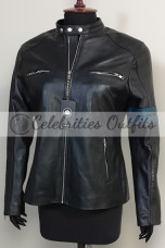 Vintage Womens Casual Blue Striped Black Racer Leather Jacket vintage-womens-blue-striped-racer-jacket