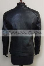 Vintage Womens Casual Blue Striped Black Racer Leather Jacket vintage-womens-blue-striped-racer-jacket