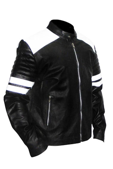 Tyler Durden Fight Club Brad Pitt Mayhem Black Leather Jacket