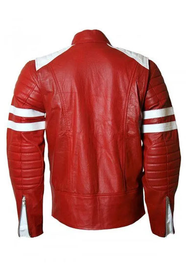 Brad Pitt Fight Club Tyler Durden Mayhem Red Leather Jacket