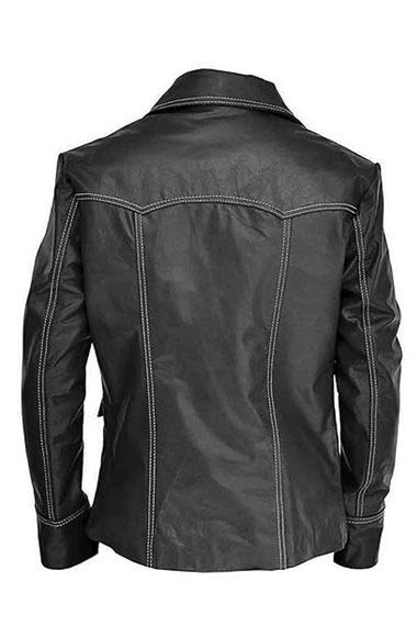 Brad Pitt Fight Club Tyler Durden Black Leather Trench Jacket