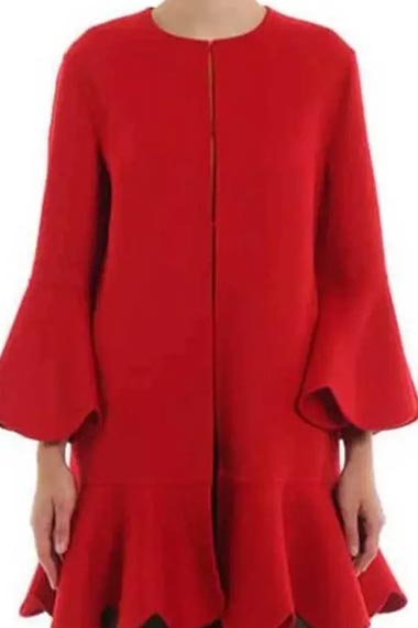 Kim Cattrall Margaret Monreaux Filthy Rich Red Wool Coat