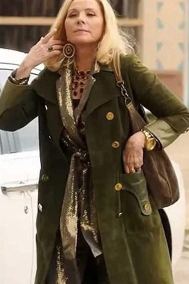 Margaret Monreaux Filthy Rich Kim Cattrall Green Trench Coat