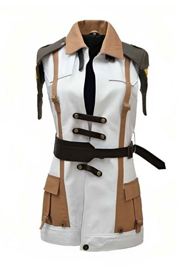 Final Fantasy Lightning Gaming Cosplay White Leather Vest